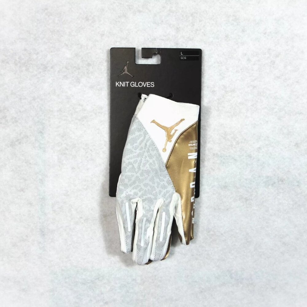 Nike Jordan Vapor Knit 4.0 Magnigrip White Football Gloves Sz L NEW J100…